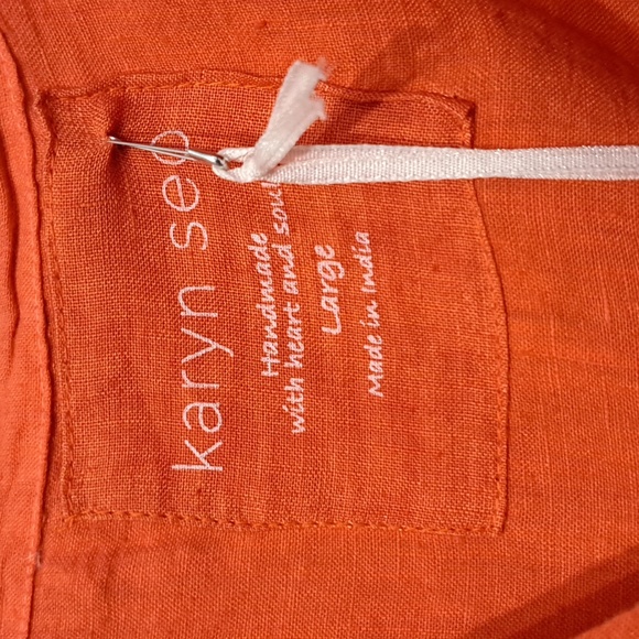 Karyn Seo Woven Roxy 100,% Linen Fig Floral Embroidered Top - Picture 4 of 6